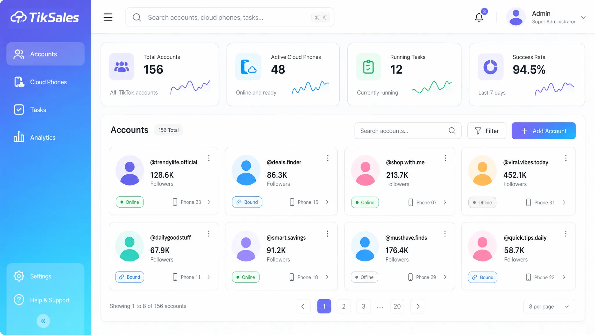 TikSales 后台管理界面